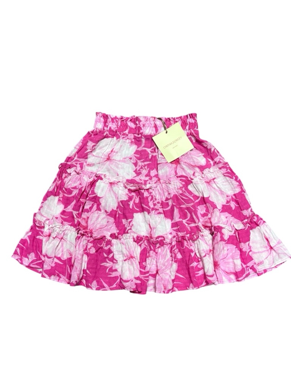 Cynthia Rowley multi Pink Floral Tiered Ruffle Cottagecore Skirt – NWT 🌸 XS